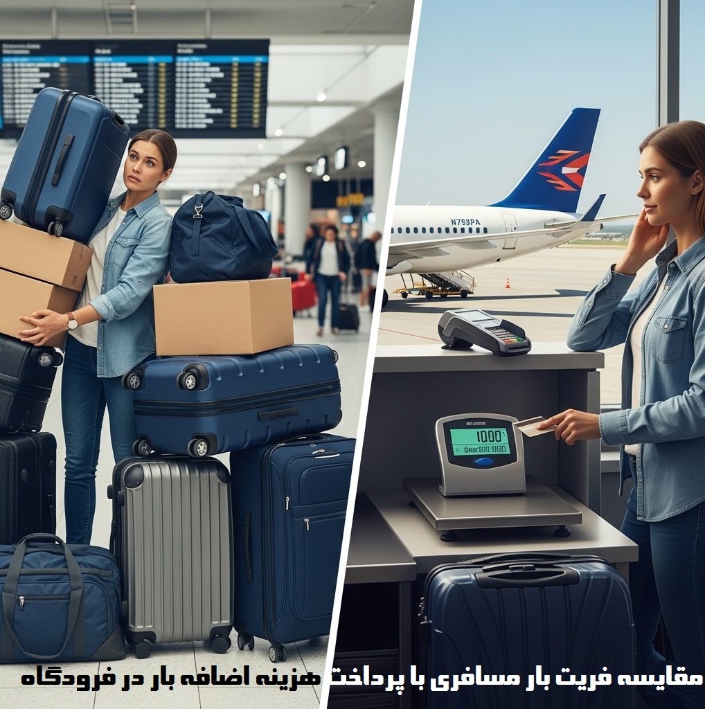 مقایسه فریت بار مسافری با پرداخت هزینه اضافه بار در فرودگاه